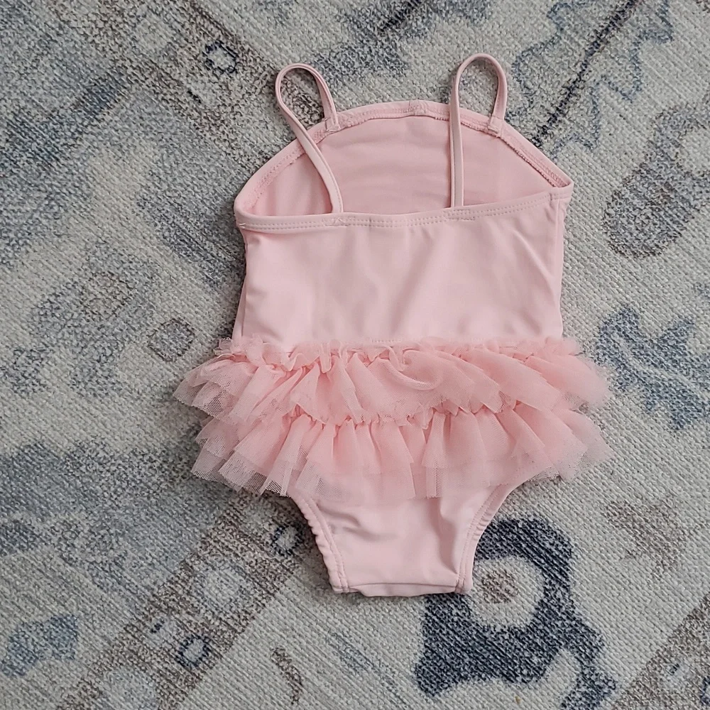 Old Navy Baby Girl Pink Tutu Bathing Suit Ballet Swimsuit Sz0-3m